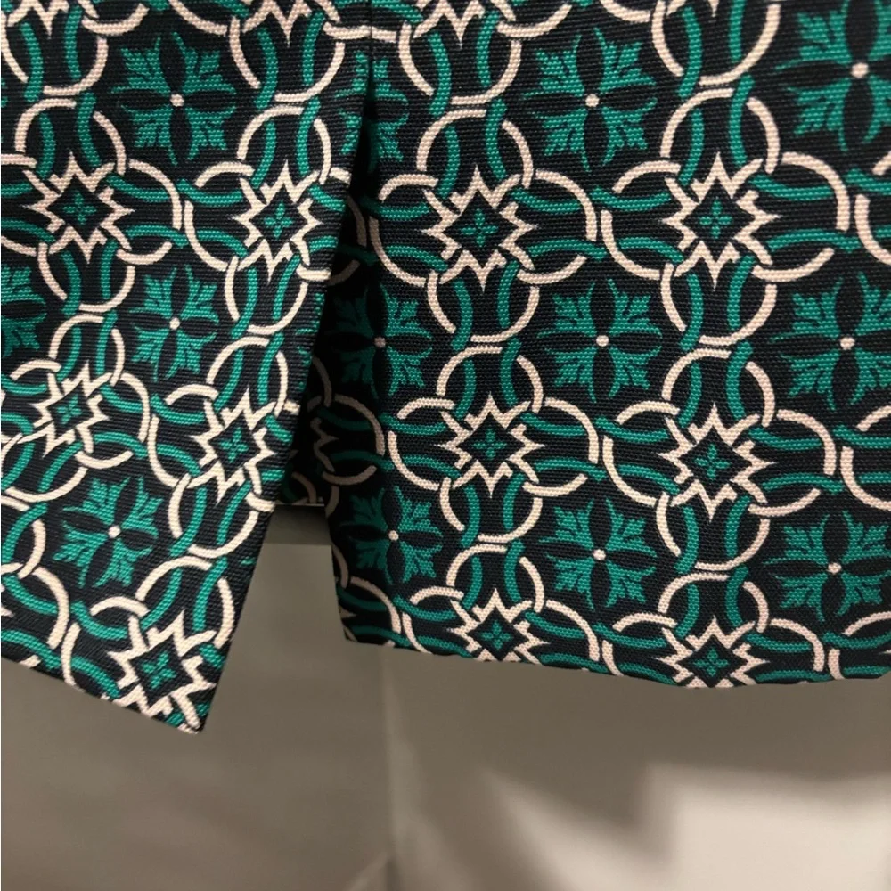 J. Crew Teal and White Geometric Pencil Skirt - Picture 6 of 9